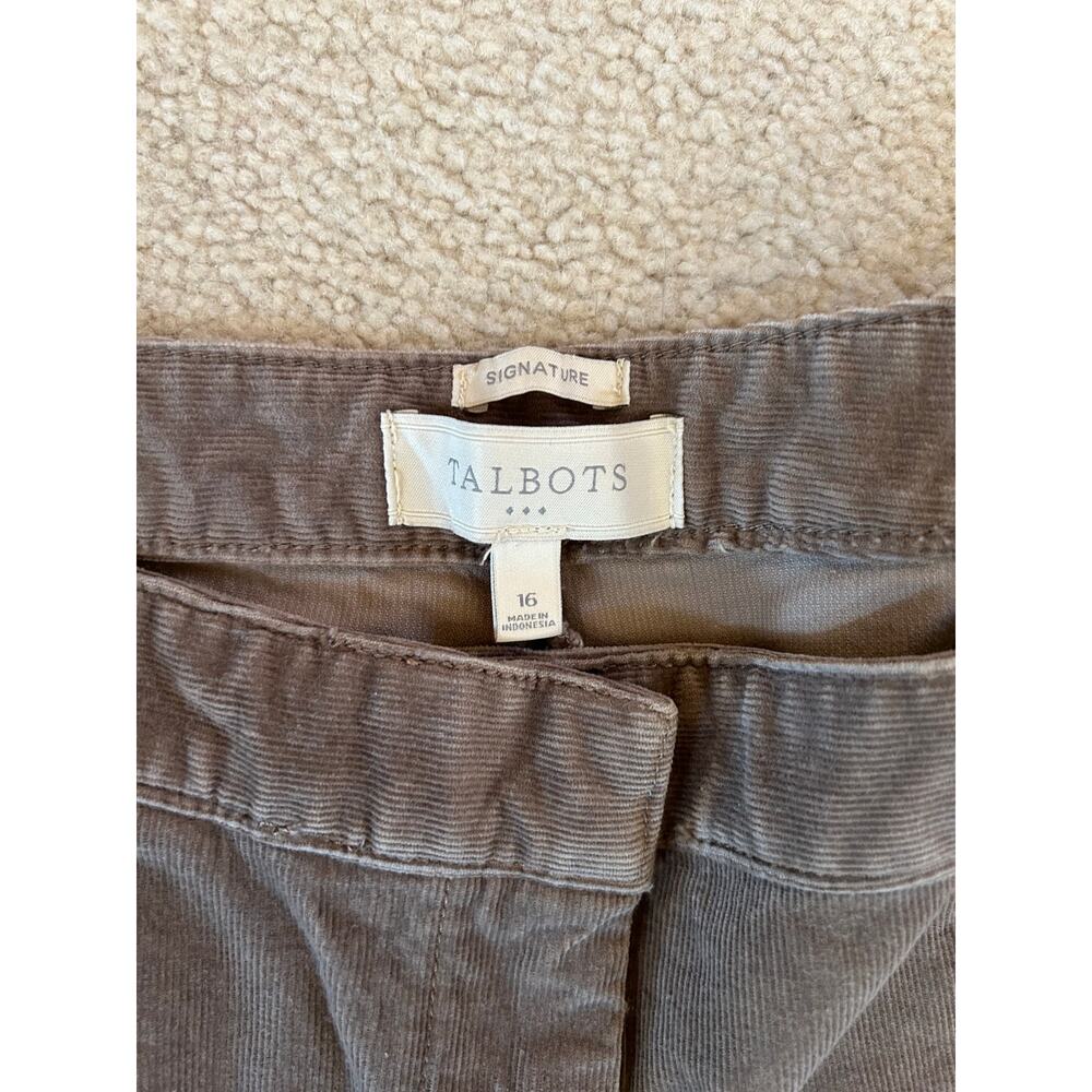 Talbots Wren Gray Signature Corduroy Flat Front Zipper Pockets Pants, 16 - Picture 4 of 6